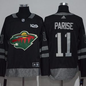 NHL Minnesota Wild #11 Parise Black 100th Anniversary Jersey