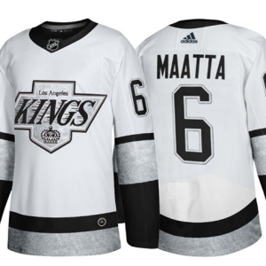Men's Los Angeles Kings #6 Olli Maatta White Throwback Jersey