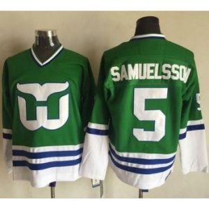 NHL Whalers 5 Ulf Samuelsson Green CCM Throwback Men Jersey