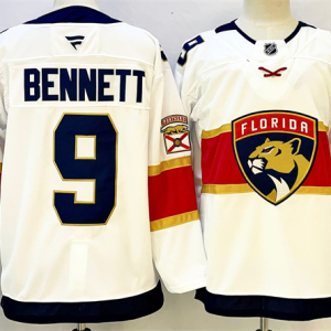 Men's Florida Panthers #9 Sam Bennett White 2024-25 Stitched Hockey Jersey