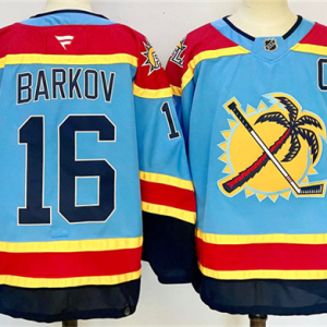 Men's Florida Panthers #16 Aleksander Barkov Blue 2024-25 Reverse Retro With C Patch Jersey