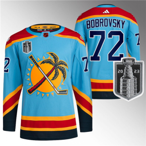 Men's Florida Panthers #72 Sergei Bobrovsky Blue 2023 Stanley Cup Final Reverse Retro Jersey