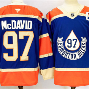 Men's Edmonton Oilers #97 Connor McDavid Royal 2024-25 With C Patch Heritage Classic Jersey