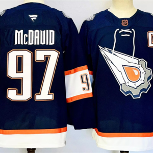 Men's Edmonton Oilers #97 Connor McDavid Navy With C Patch Reverse Retro Stitched Jersey
