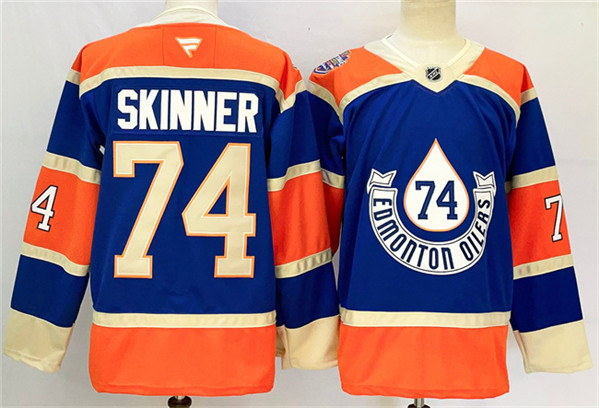 Men's Edmonton Oilers #74 Stuart Skinner Royal 2024-25 Heritage Classic Primegreen Jersey