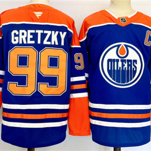 Men's Edmonton Oilers #99 Wayne Gretzky Royal 2024-25 Stitched Jersey