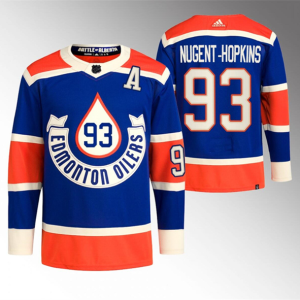 Men's Edmonton Oilers #93 Ryan Nugent-Hopkins 2023 Royal Heritage Classic Primegreen Jersey