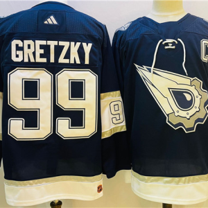 Men's Edmonton Oilers #99 Wayne Gretzky Navy/White Stitched Jersey