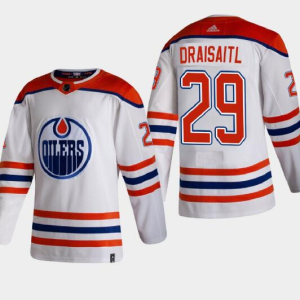 Men's Edmonton Oilers #29 Leon Draisaitl White 2020-21 Reverse Retro Stitched NHL Jersey