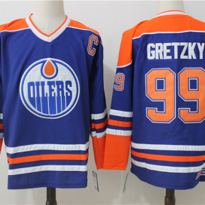 Men's Edmonton Oilers #99 Wayne Gretzky Royal Throwback CCM Stitched NHL Jersey