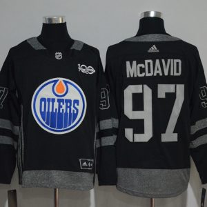 NHL Edmonton Oilers #97 McDavid Black 100th Anniversary Jersey