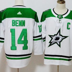 Men's Adidas Dallas Stars #14 Jamie Benn White Stitched NHL Jersey