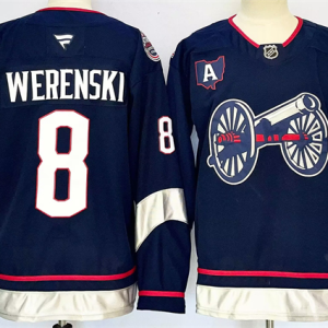 Men's Columbus Blue Jackets #8 Zach Werenski Navy 2024-25 With A Patch Stitched Hockey