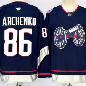 Men's Columbus Blue Jackets #86 Kirill Marchenko Navy 2024-25 With C Patch Stitched Hockey