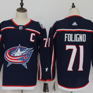 Men's Adidas Columbus Blue Jackets #71 Nick Foligno Navy Stitched NHL Jersey
