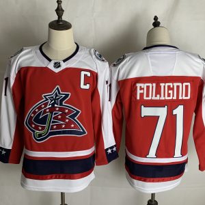 Men's Columbus Blue Jackets #71 Nick Foligno Orange 2021 Retro Stitched NHL Jersey