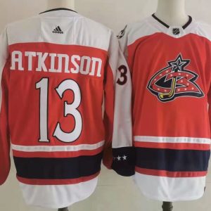 NHL Columbus Blue Jackets #13 Cam Atkinson Orange 2021 Retro Stitched Jersey