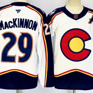 Men's Colorado Avalanche #29 Nathan MacKinnon White Alternate With A Patch Reverse Jersey