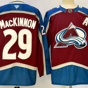 Men's Colorado Avalanche #29 Nathan MacKinnon Burgundy 2024-25 Home With A Patch Jersey