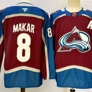 Men's Colorado Avalanche #8 Cale Makar Burgundy 2024-25 Home With A Patch Stitched Jersey