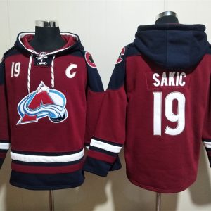 Colorado Avalanche #19 Joe Sakic Burgundy Pullover NHL Hoodie