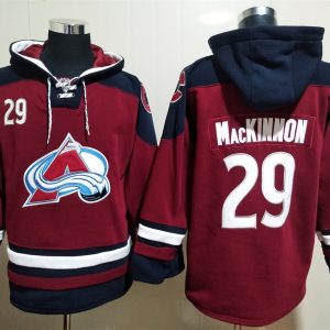 Colorado Avalanche #29 Nathan MacKinnon Burgundy Pullover NHL Hoodie