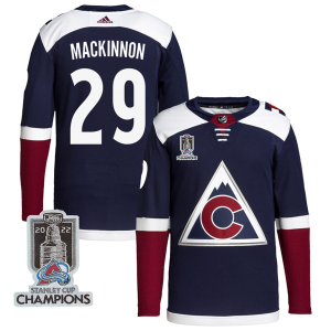 Men's Colorado Avalanche #29 Nathan MacKinnon 2022 Navy Stanley Cup Champions Patch Jersey