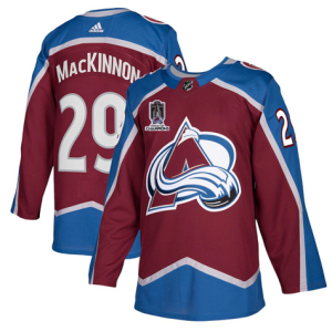 Men's Colorado Avalanche #29 Nathan MacKinnon 2022 Burgundy Stanley Cup Champions Patch Jersey