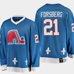 Men's Colorado Avalanche #21 Forsberg Baby Blue Throwback Quebec Nordiques Hockey Jersey