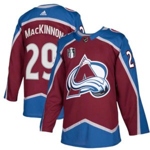Men's Colorado Avalanche #29 Nathan MacKinnon 2022 Burgundy Stanley Cup Final Patch Jersey