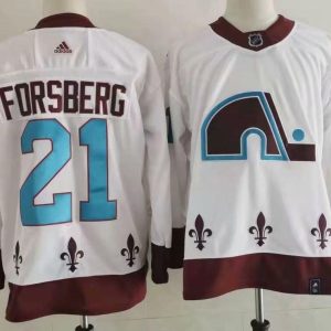 Men's Colorado Avalanche #21 Peter Forsberg 2020-21 White Reverse Retro Stitched Jersey