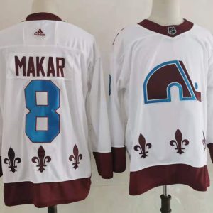 Men's Colorado Avalanche #8 Cale Makar 2020-21 White Reverse Retro Stitched NHL Jersey