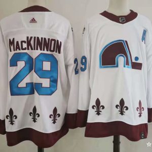 Men's Colorado Avalanche #29 Nathan MacKinnon 2020-21 White Reverse Retro Stitched Jersey