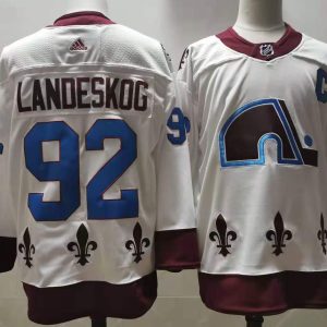 Men's Colorado Avalanche #92 Gabriel Landeskog 2020-21 White Reverse Retro Stitched