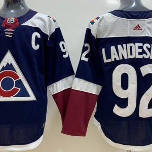 Men's Adidas Colorado Avalanche #92 Gabriel Landeskog Navy Blue Stitched NHL Jersey