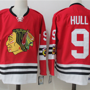 Men's Chicago Blackhawks #9 Bobby Hull Red Throwback CCM Stitched NHL Jersey