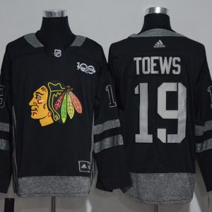 NHL Chicago Blackhawks #19 Toews 100th Anniversary Black Jersey