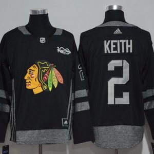 NHL Chicago Blackhawks #2 Keith 100th Anniversary Black Jersey