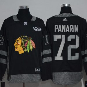 NHL Chicago Blackhawks #72 Panarin 100th Anniversary Black Jersey