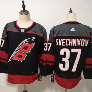 Men's Carolina Hurricanes #37 Andrei Svechnikov Black Adidas Stitched NHL Jersey