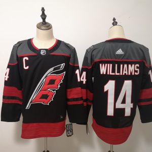 Men's Carolina Hurricanes #14 Justin Williams Black Adidas Stitched NHL Jersey