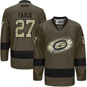 NHL Hurricanes 27 Justin Faulk Green Salute to Service Men Jersey