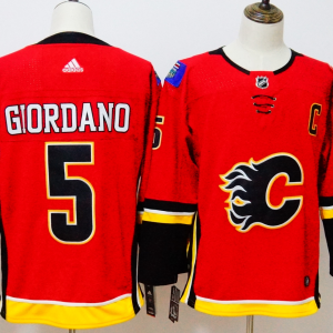 Men's Adidas Calgary Flames #5 Mark Giordano Red Stitched NHL Jersey
