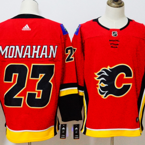 Men's Adidas Calgary Flames #23 Sean Monahan Red Stitched NHL Jersey