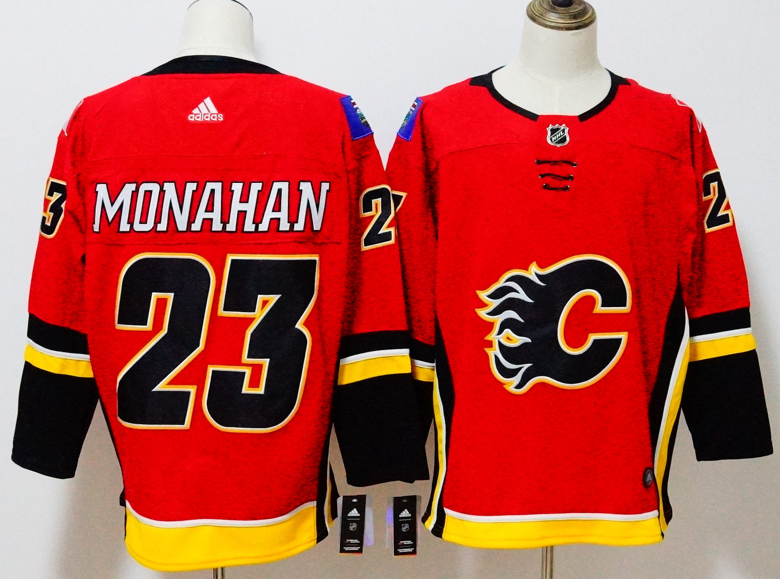 Men's Adidas Calgary Flames #23 Sean Monahan Red Stitched NHL Jersey