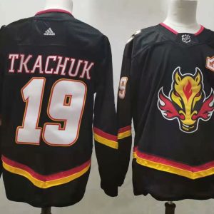 NHL Calgary Flames ##19 Matthew Tkachuk 2020-21 Black Reverse Retro Stitched Jersey