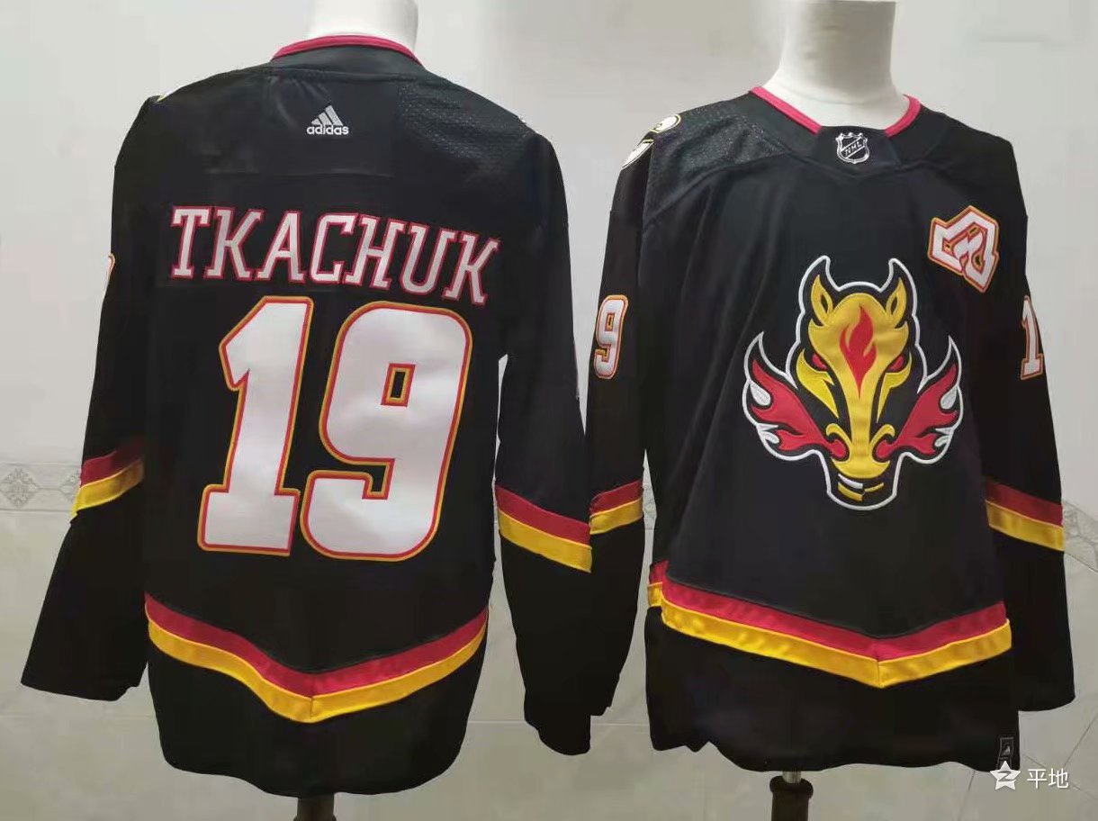 NHL Calgary Flames ##19 Matthew Tkachuk 2020-21 Black Reverse Retro Stitched Jersey