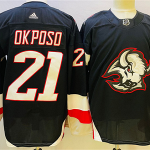 Men's Buffalo Sabres #21 Kyle Okposo Black 2022/23 Stitched Jersey