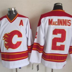 NHL Calgary Flames #2 MacINNIS White Jersey with A Patch