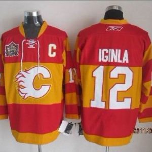 NHL Calgary Flames #12 Iginla Red Color Jersey with C Patch